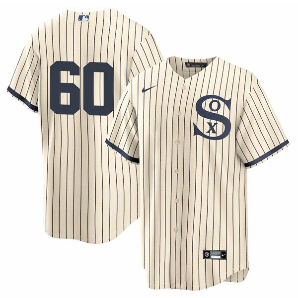 Men Chicago White Sox 60 No Name Cream stripe Dream version Game Nike 2021 MLB Jersey